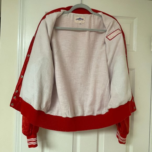 Vintage ESPN Pyramid Red Satin Bomber Jacket Size Medium (Unisex) - Picture 10 of 16